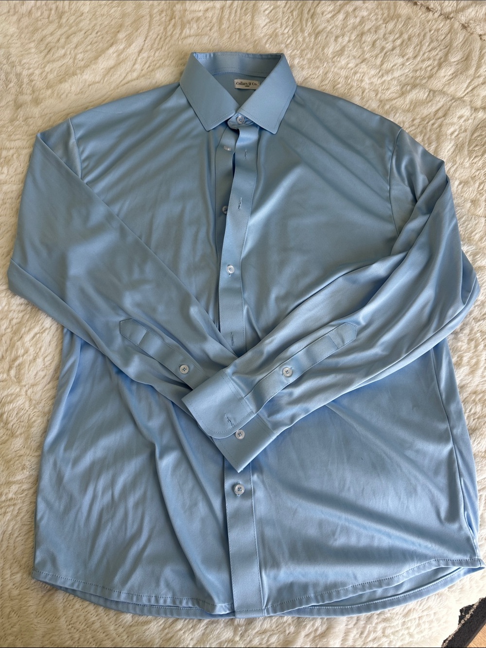 Men's Light Blue Dress Shirt - Classic Long-Sleeve Button-Down